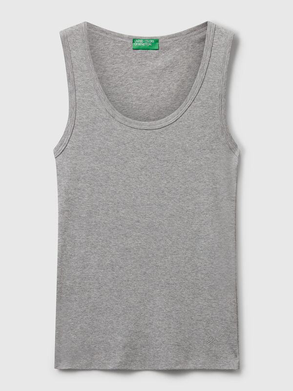 Débardeur gris chiné en pur coton Femme