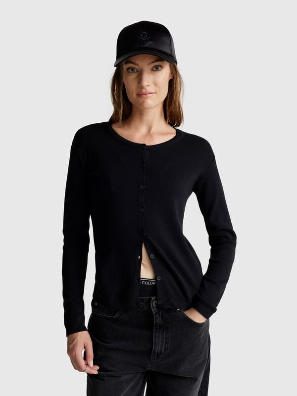 Cardigan noir 100% coton Femme
