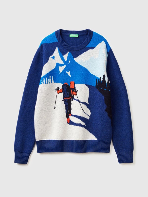 Pull avec graphismes de ski Homme