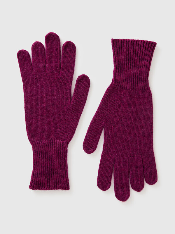 Gants violets en pure laine mérinos Femme
