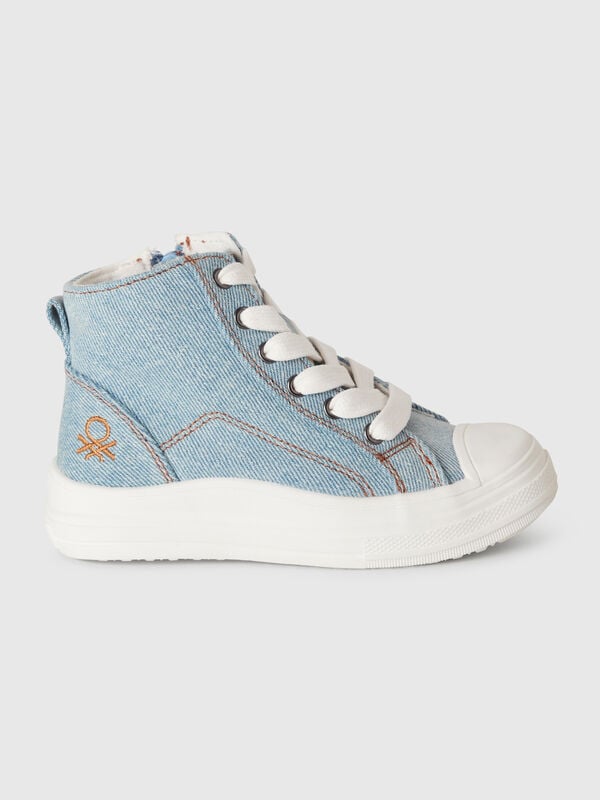 Baskets montantes effet denim Garçon