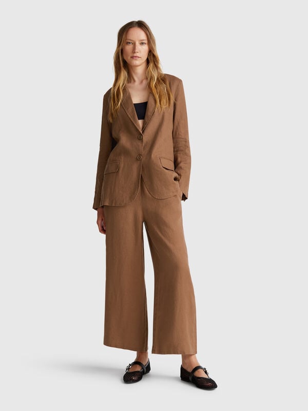 Pantalon large en pur lin Femme