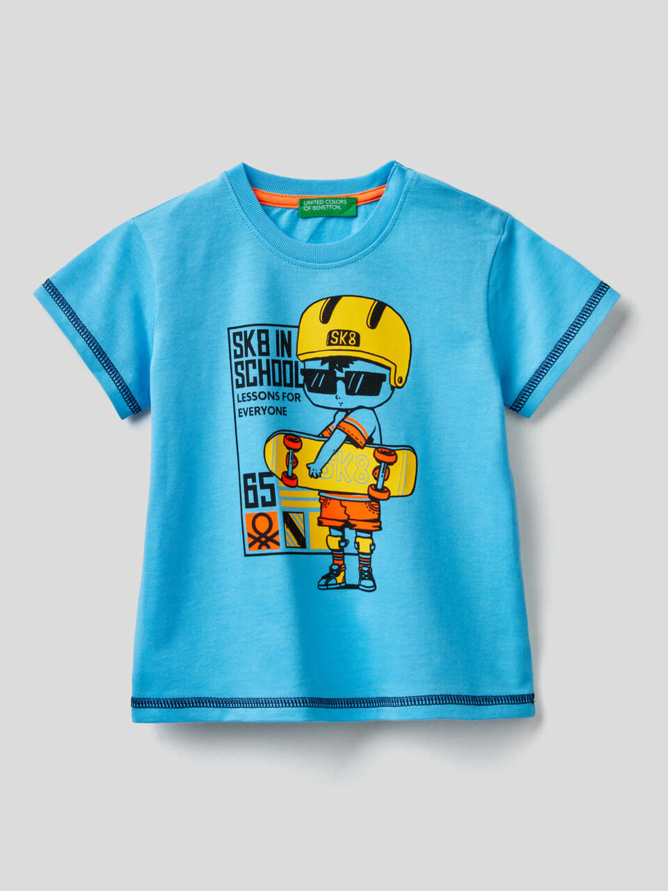 T-shirt en coton avec imprimé skateboard image number 1