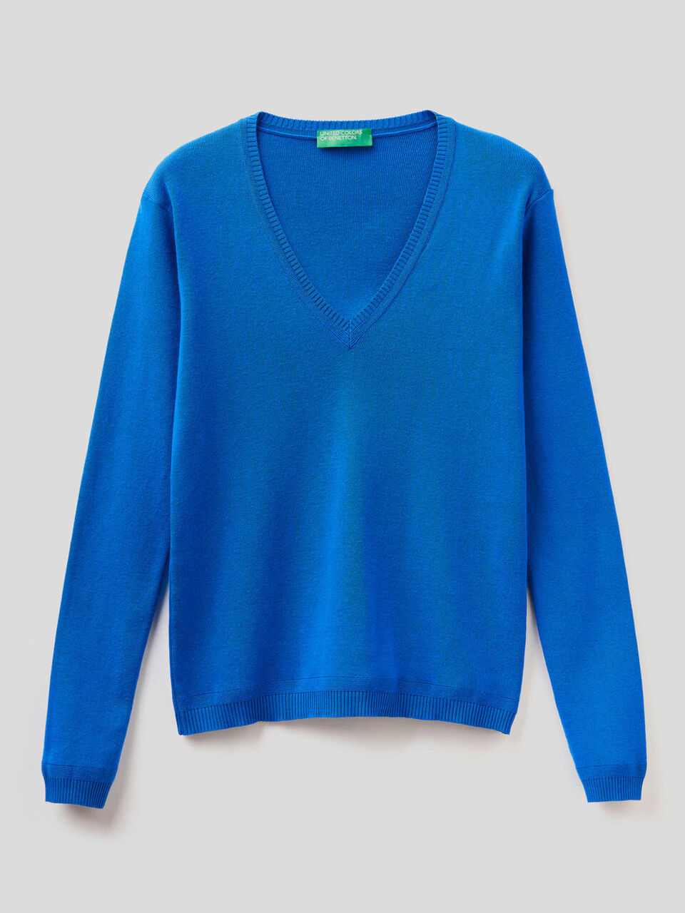 Pull en pur coton avec col en V image number 1