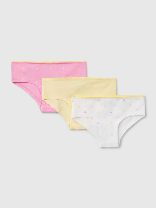 Trois slips en coton stretch Filles