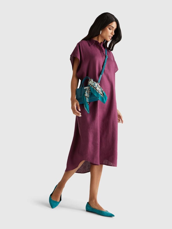 Robe midi en pur lin Femme