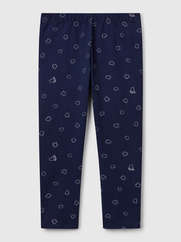 Legging bleu foncé imprimé coeurs Filles
