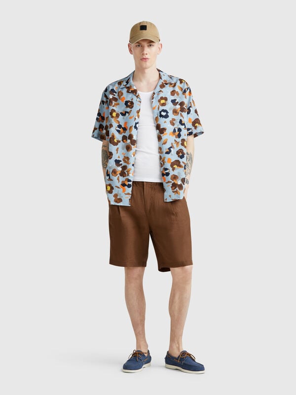 Bermuda avec cordon de serrage en pur lin Homme