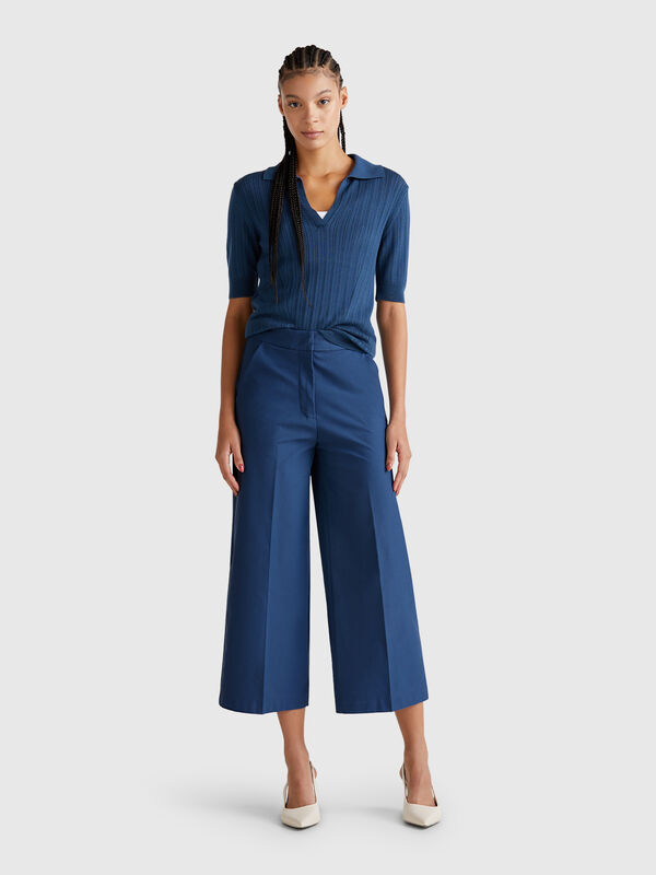 Pantalon court taille haute Femme