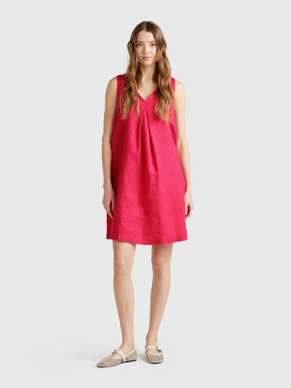 Robe sans manches en pur lin Femme