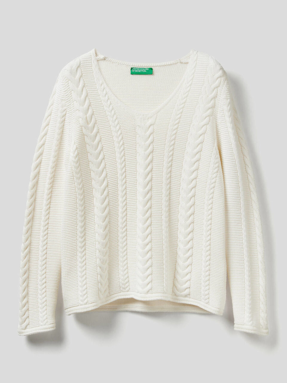 Pull à torsades en pur coton image number 1