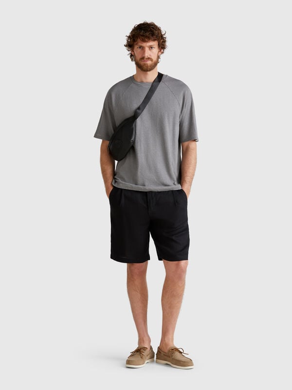 Bermuda avec cordon de serrage en pur lin Homme