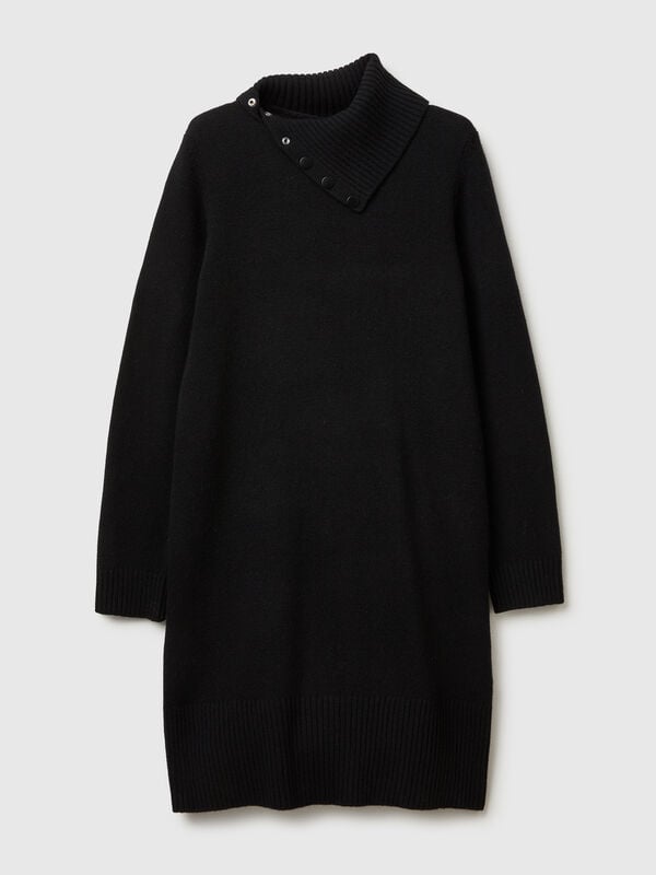 Robe midi en laine mélangée Femme