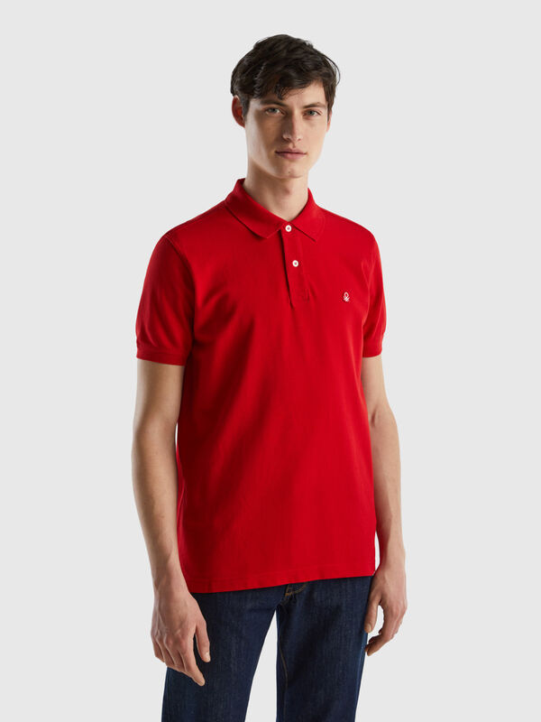 Polo rouge coupe droite Homme