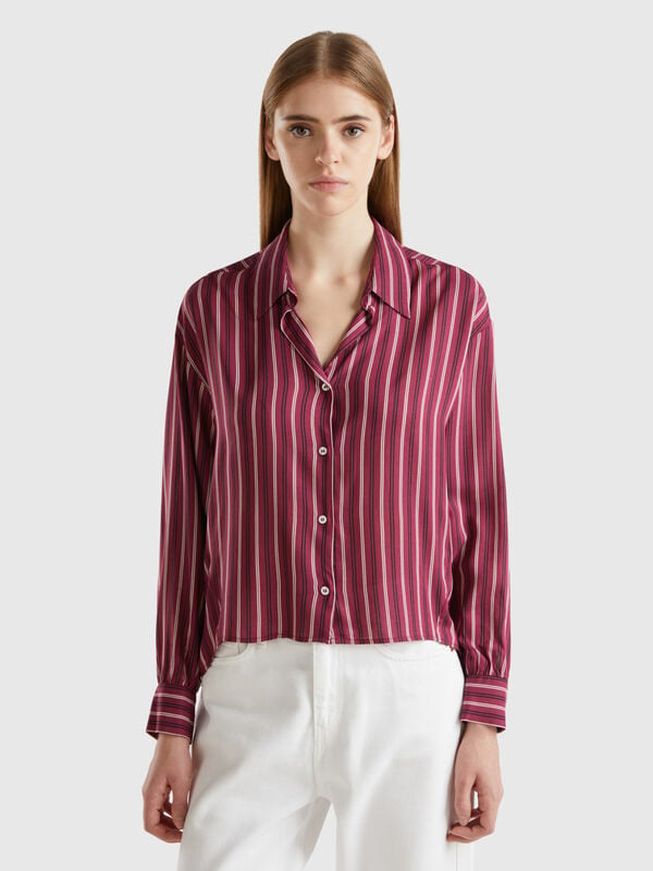 Chemise rayée à col en V Femme