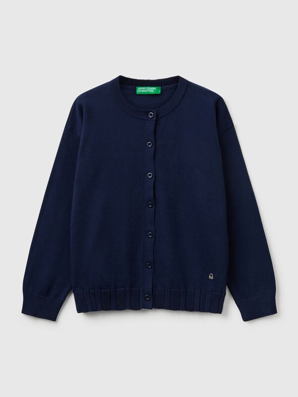 Cardigan à col ras du cou en pur coton Filles
