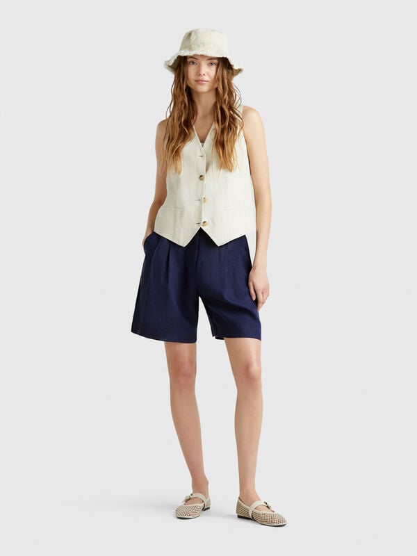 Bermuda 100% lin Femme
