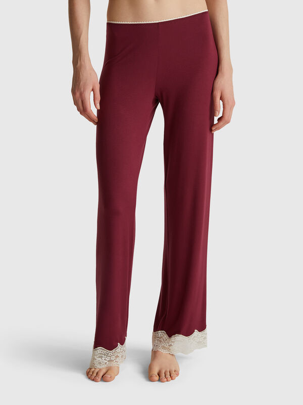 Pantalon fluide avec dentelle Femme