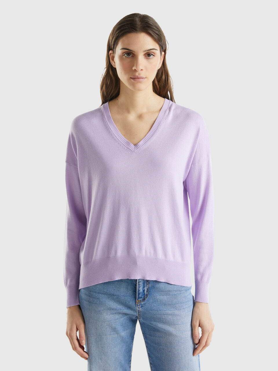 Benetton pull 2025 femme col v