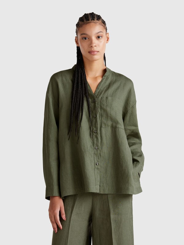 Chemise oversize en pur lin Femme