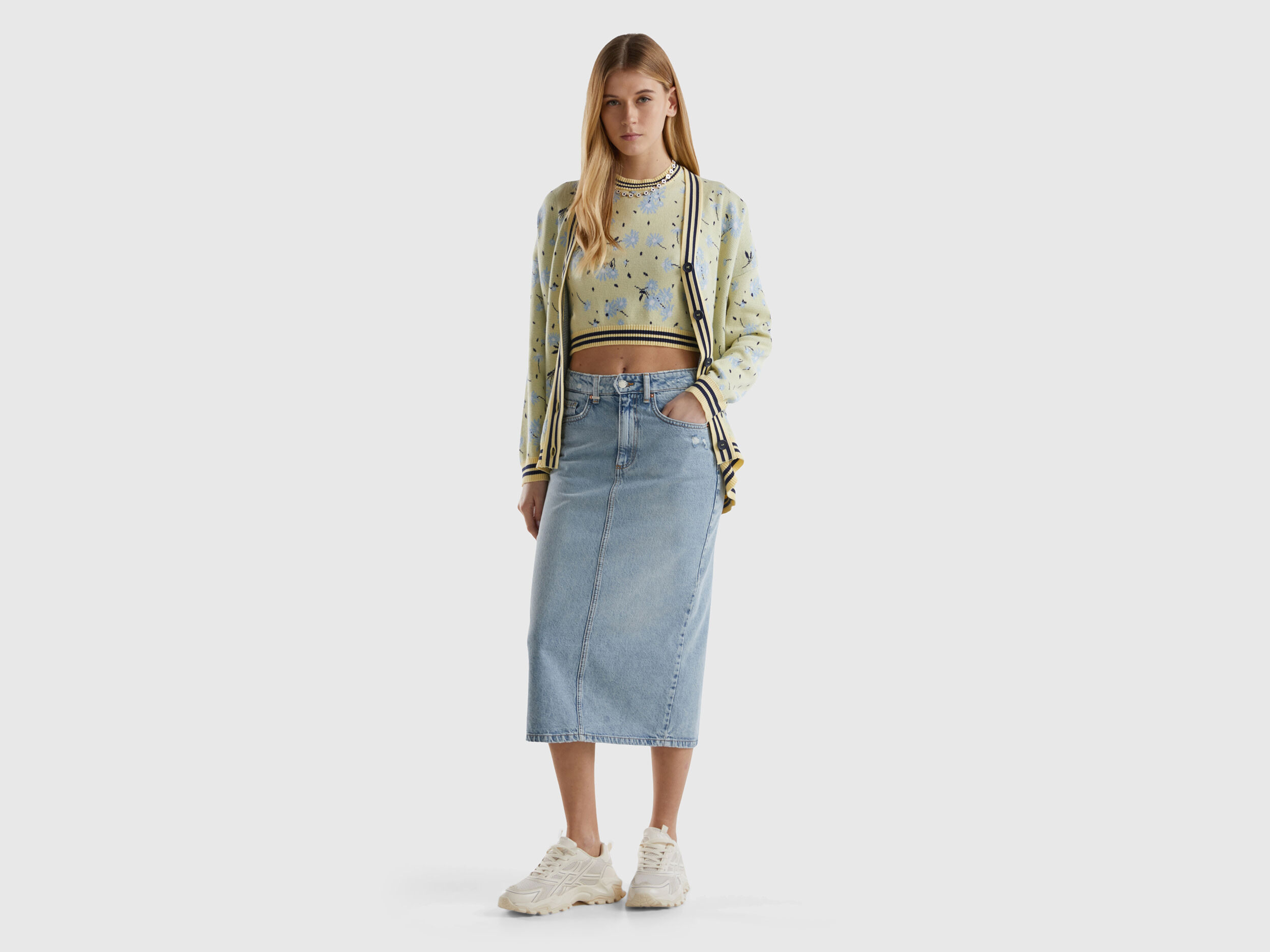 Jupe mi longue online en jean femme