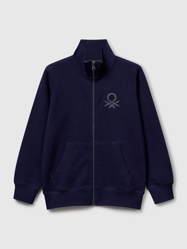 Sweat-shirt zippé en pur coton Garçon