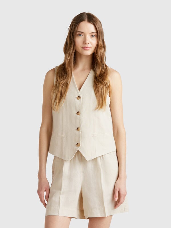 Gilet pur lin Femme