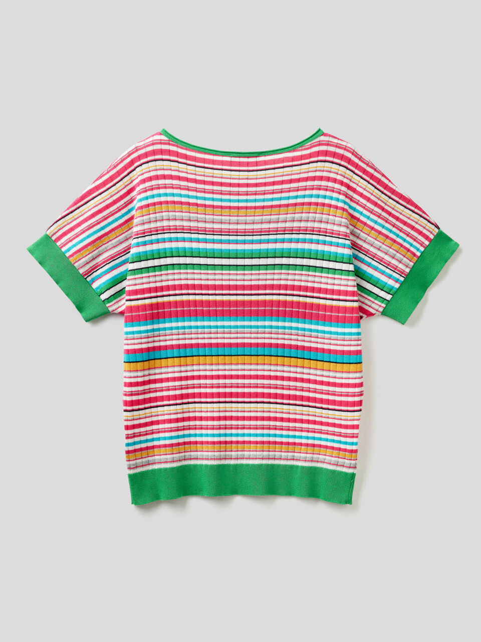 Pull manches courtes à rayures multicolores image number 2