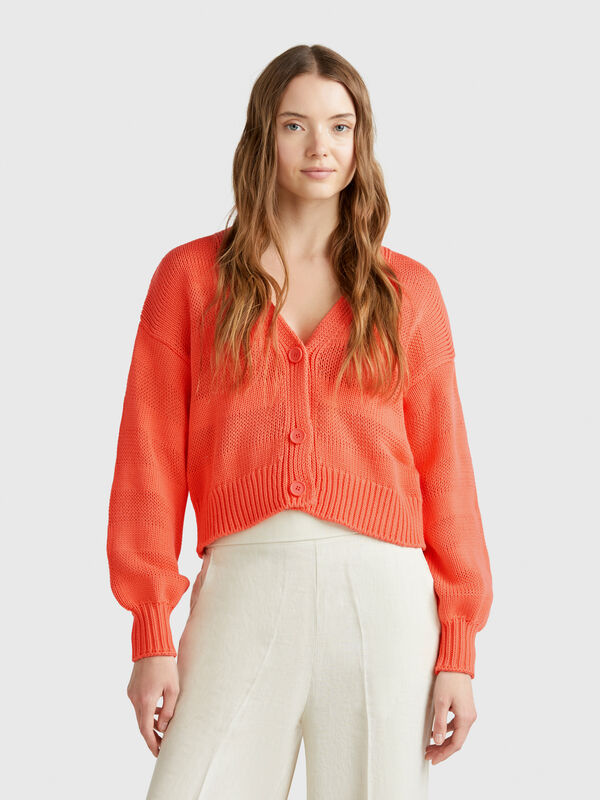 Cardigan tricoté 100% coton Femme
