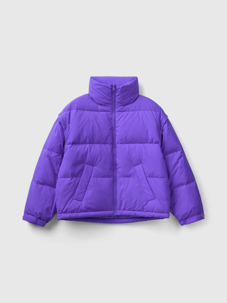Doudoune courte manches d tachables Violet Benetton