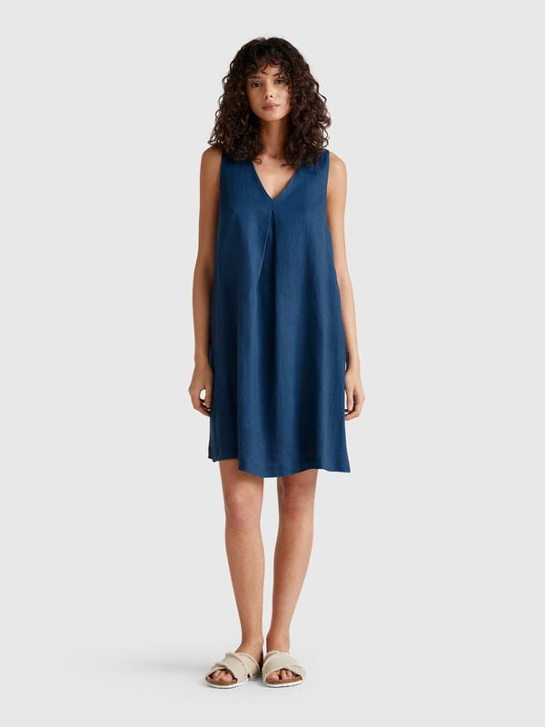 Robe sans manches en pur lin Femme