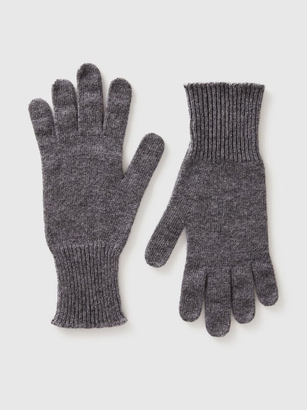 Gants gris foncé en pure laine mérinos Femme