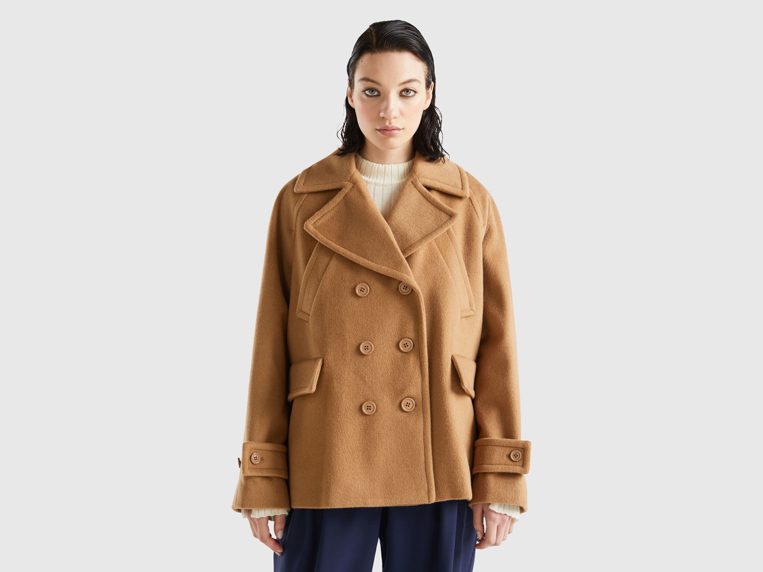 Manteau camel court discount femme