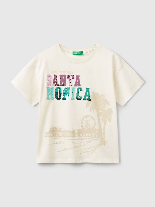 T-shirt avec imprimé et paillettes Filles