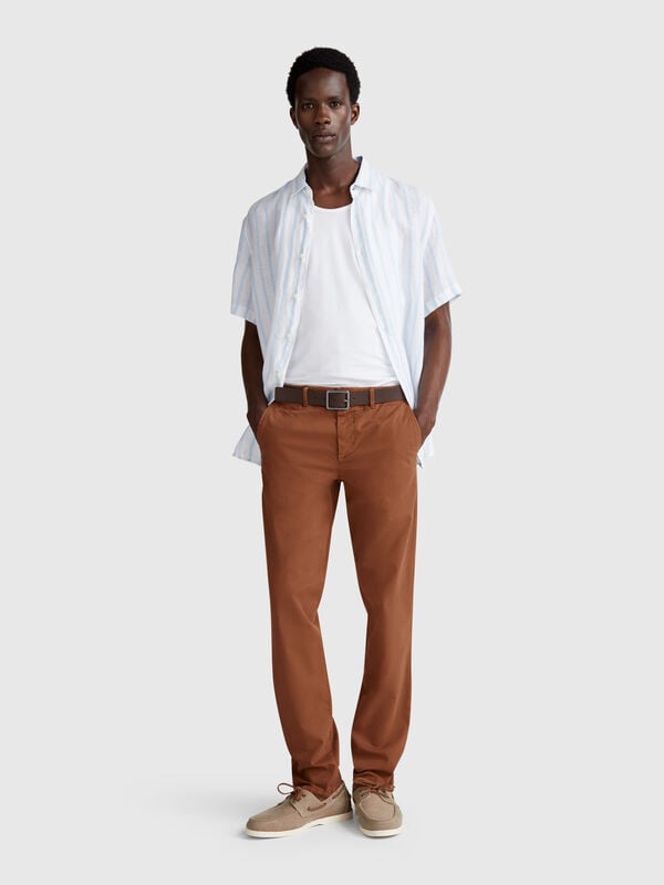 Chino slim marron Homme
