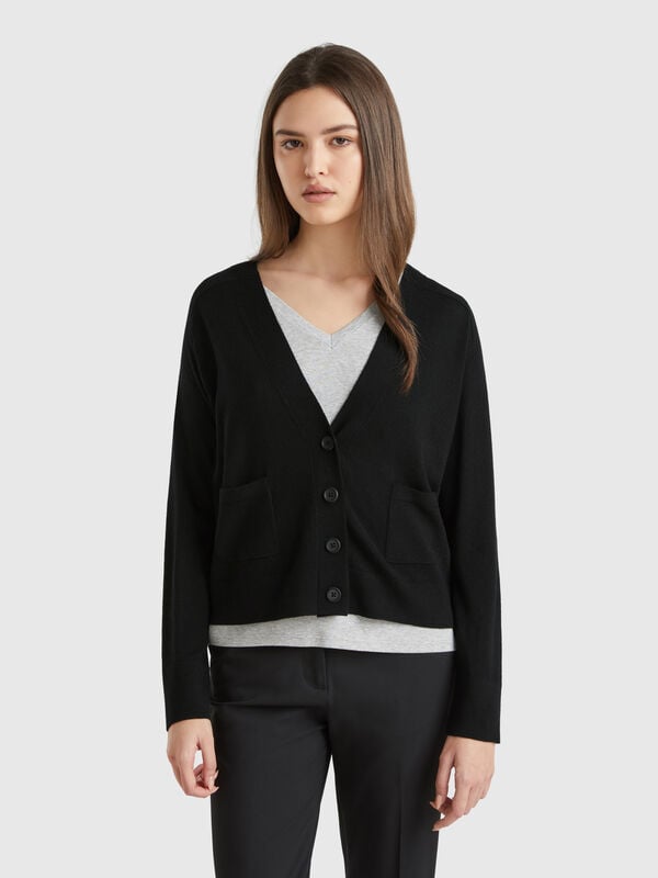 Cardigan en pure laine mérinos Femme