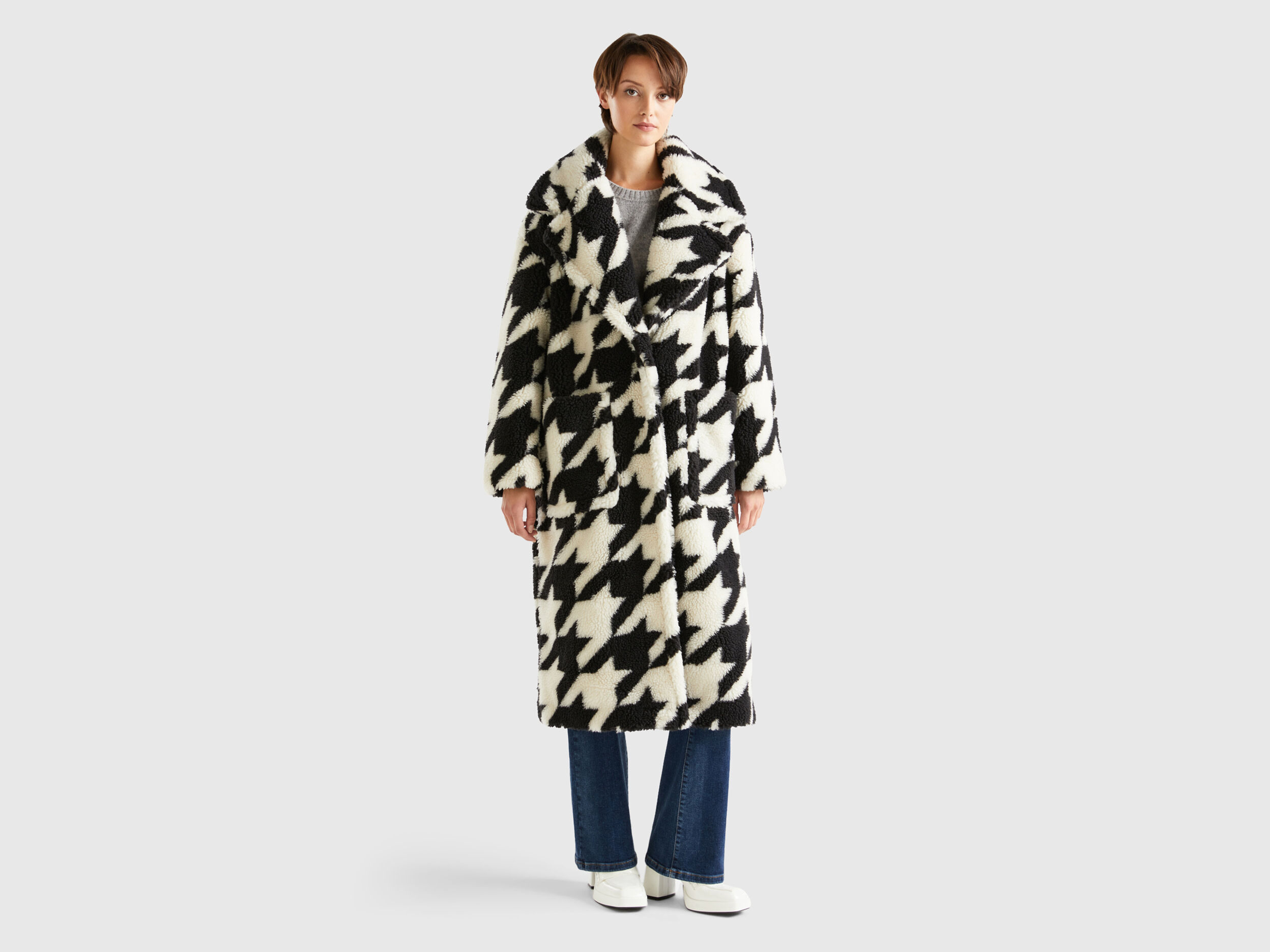Long manteau pied de poule cheap