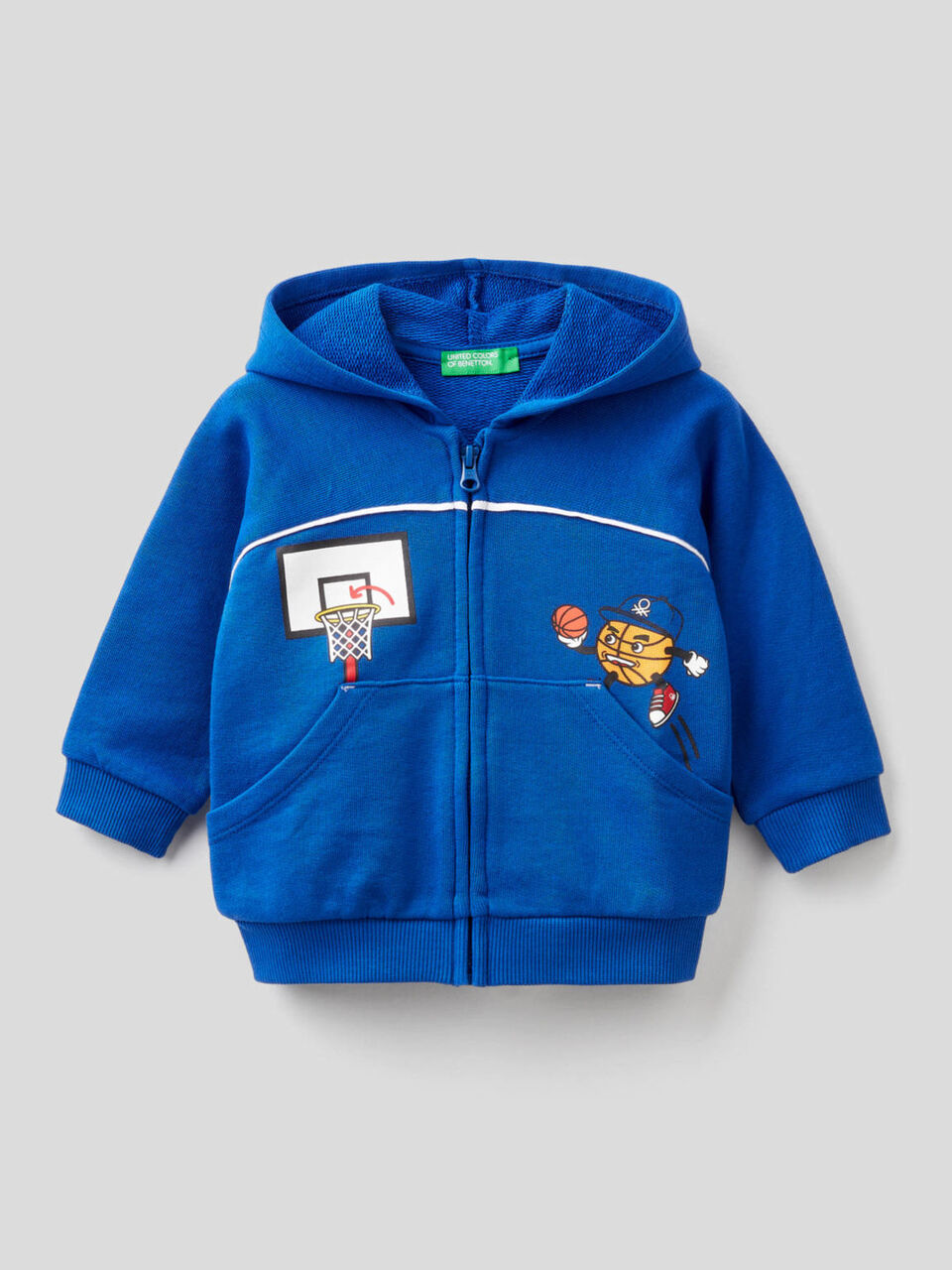 Sweat en coton avec zip et capuche image number 1