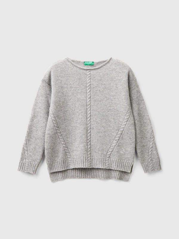 Pull torsadé en laine mélangée Filles