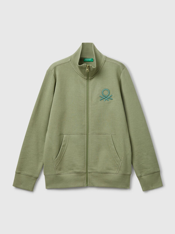 Sweat-shirt zippé en coton pur Garçon