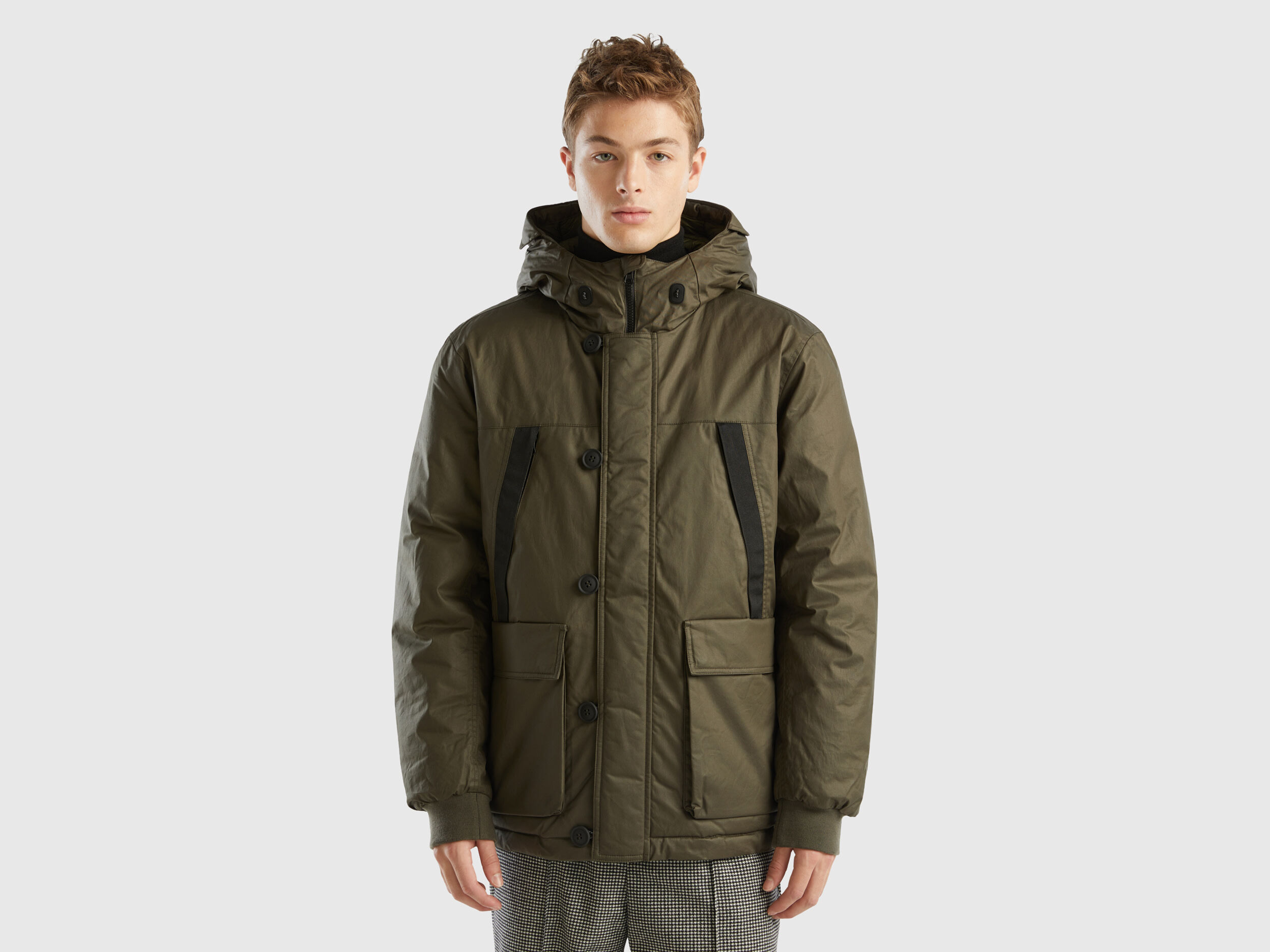 Parka courte rembourr e Kaki Benetton