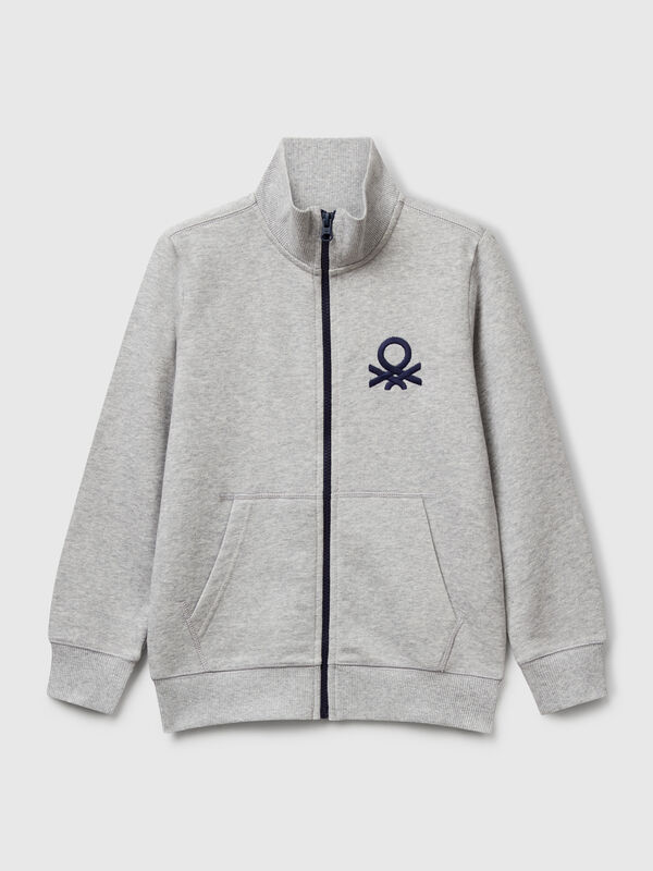 Sweat-shirt zippé en pur coton Garçon