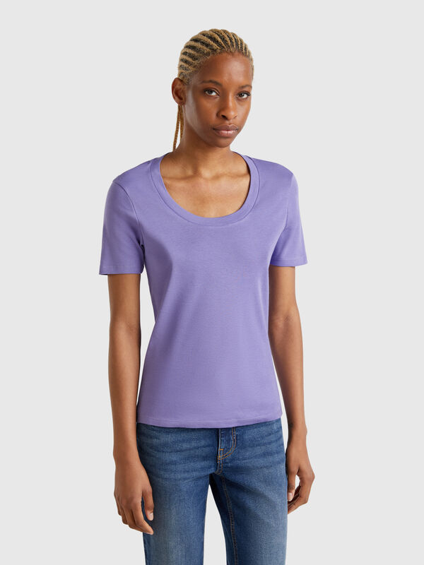 T-shirt à manches courtes en coton à fibres longues Femme