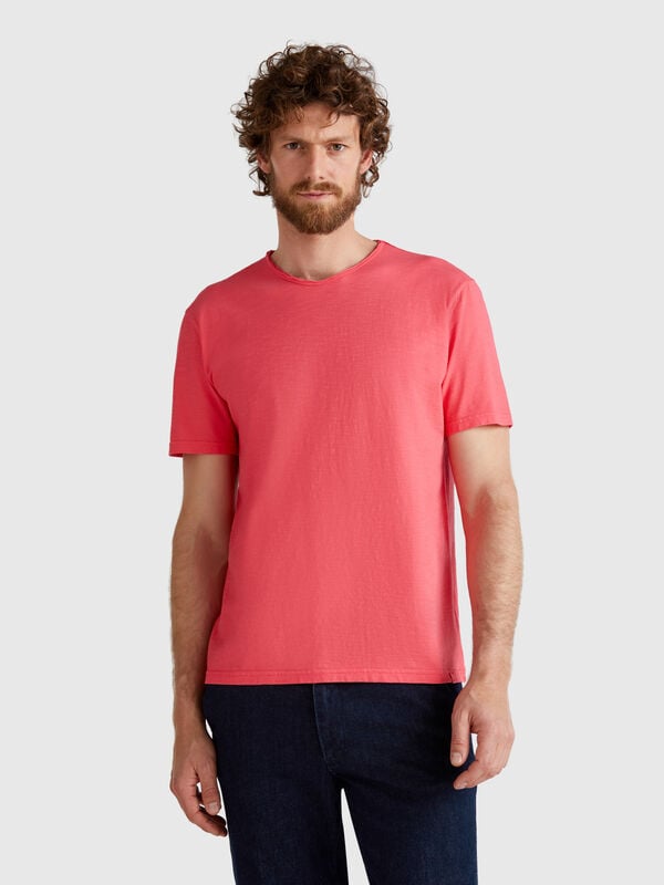 T-shirt cyclamen en coton flammé Homme