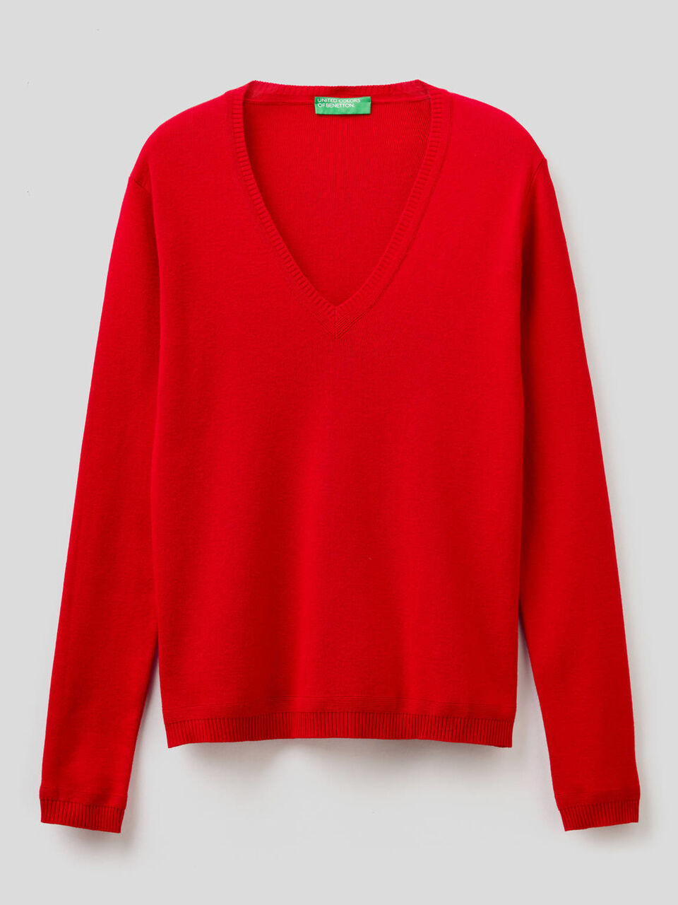 Pull en pur coton avec col en V image number 1