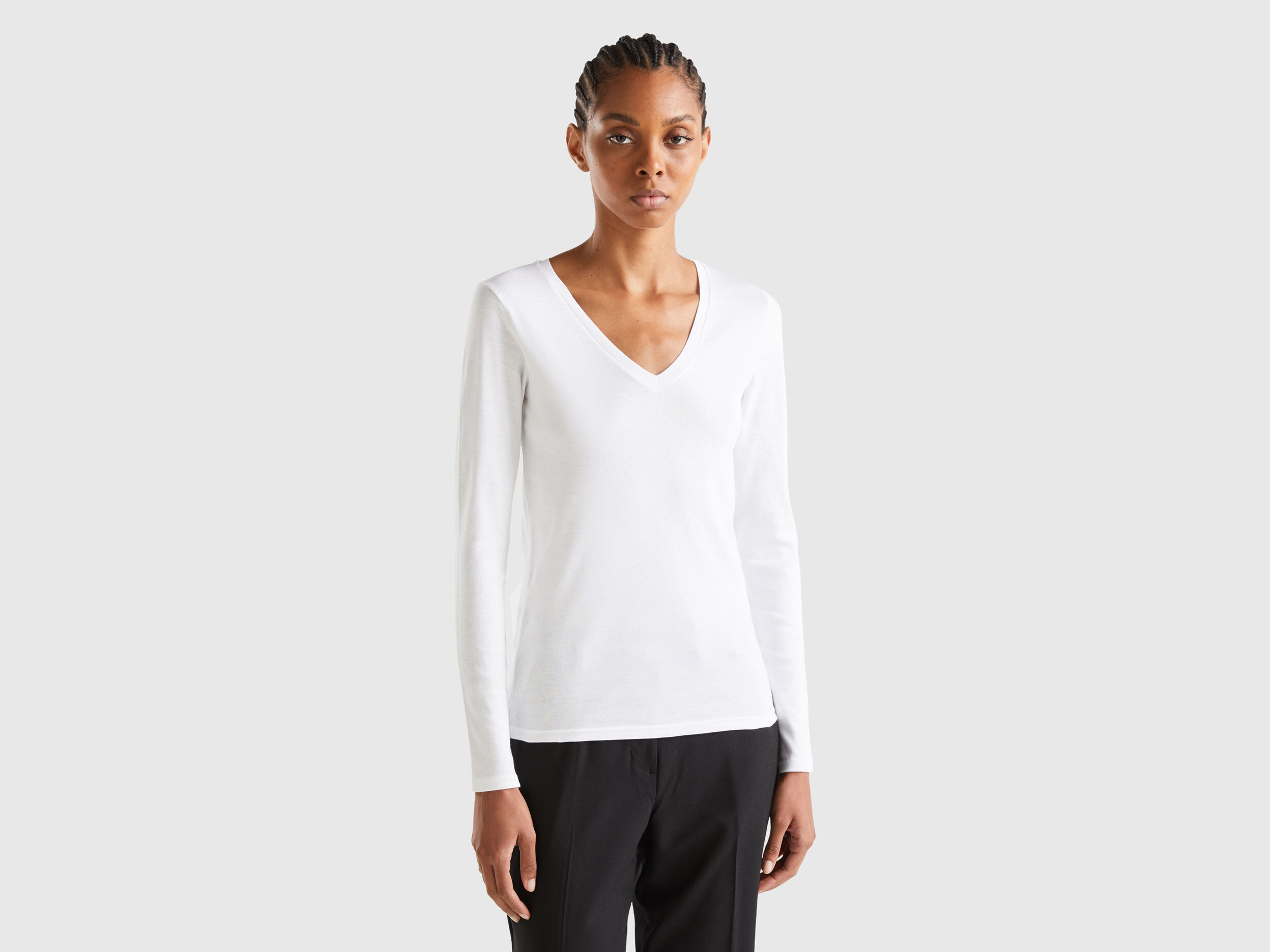 T shirt blanc 2025 femme col v