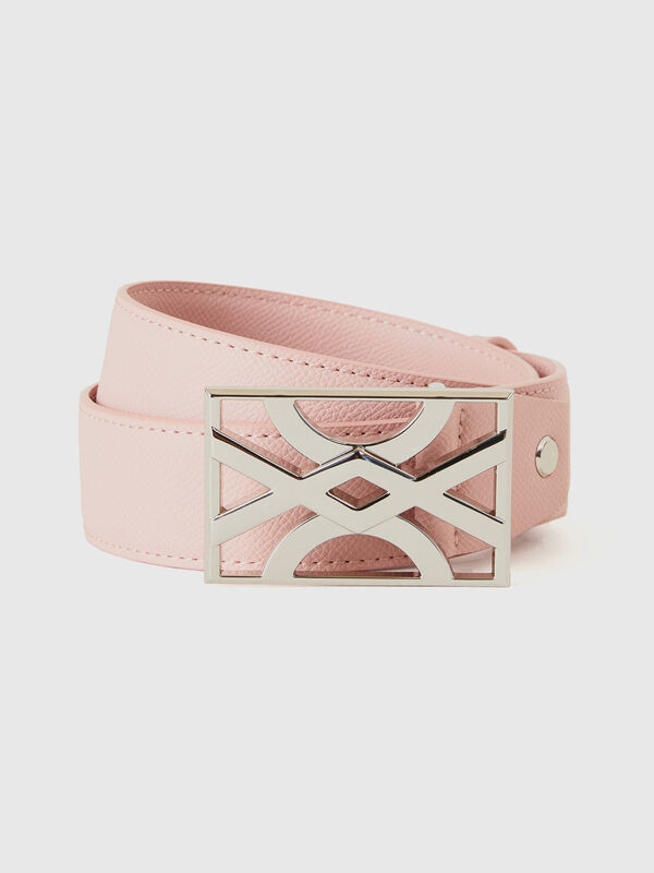 Ceinture rose poudré à boucle siglée Femme