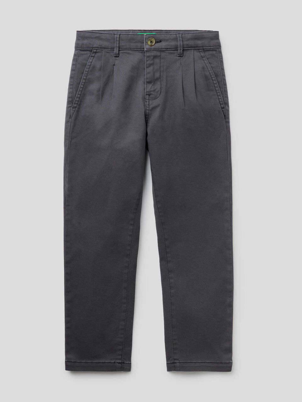 Pantalon en coton stretch avec plis image number 1