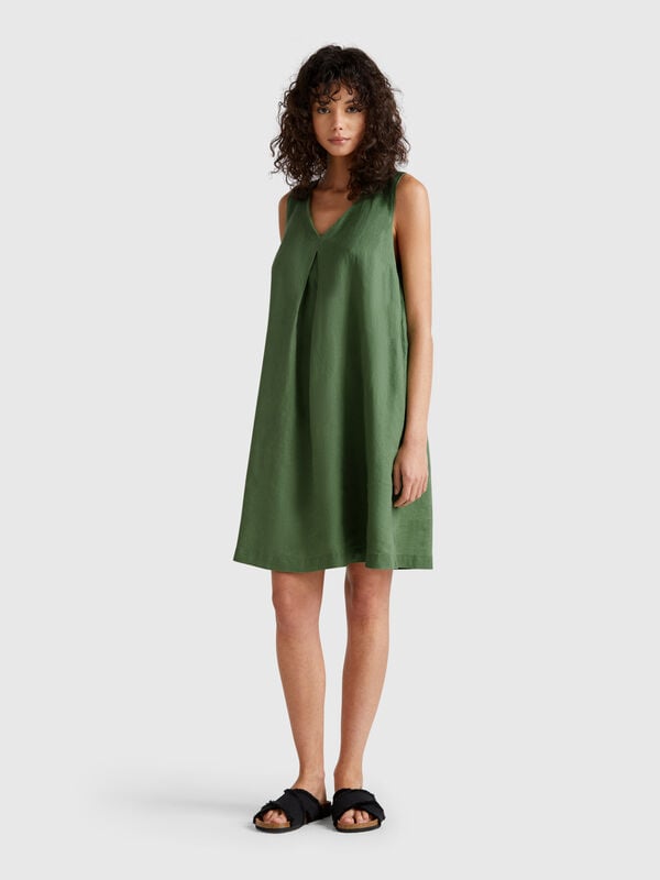 Robe sans manches en pur lin Femme