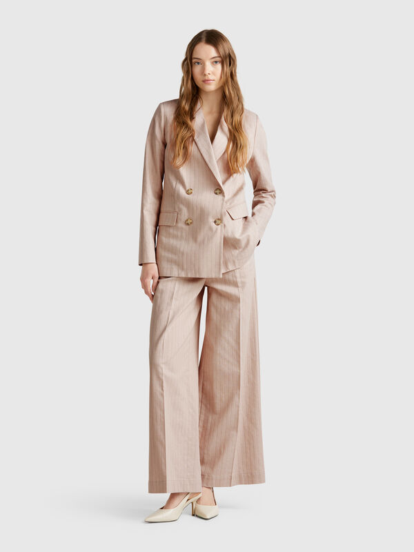 Pantalon palazzo à fines rayures Femme